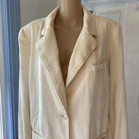 VTG Newport News Jacket Blazer Women's 16W Ivory Wide Wale Corduroy Pocket 2BTN - Picture 8 of 12